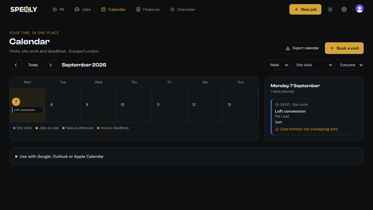 Your week, in one place in the redesigned Speqly workspace